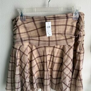 Windsor Beige and Brown Plaid Skater Skirt